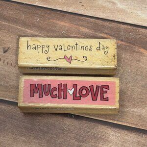 MIXED LOT OF TWO VALENTINES DAY WOOD MOUNTED RUBBER STAMPS LOVE KOLETTE HALL